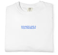 White t-shirt with blue text 'SOUNDS LIKE A YOU PROBLEM' on a white background